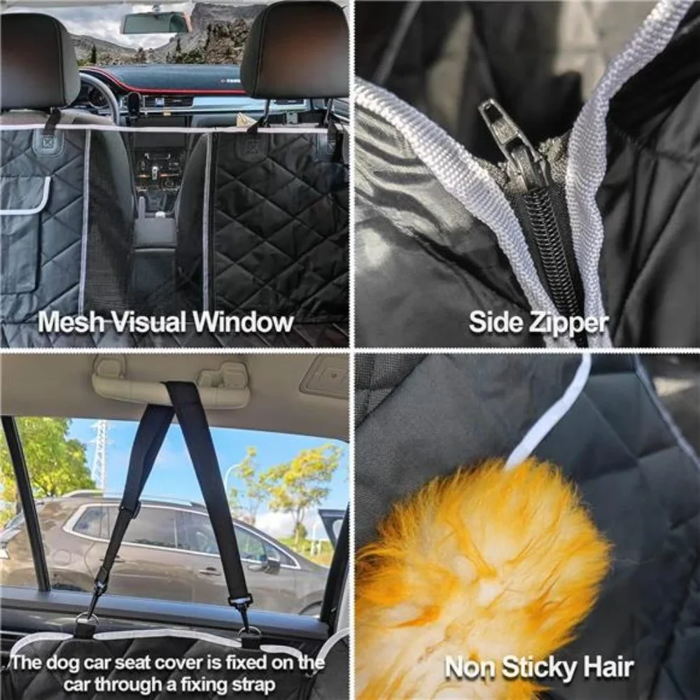 Dog Car Seat Cover,Waterproof with Mesh Window and Storage Pocket,Durable